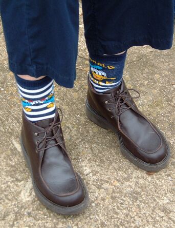 Val's Donald Duck socks were similar, but weren't a pair.